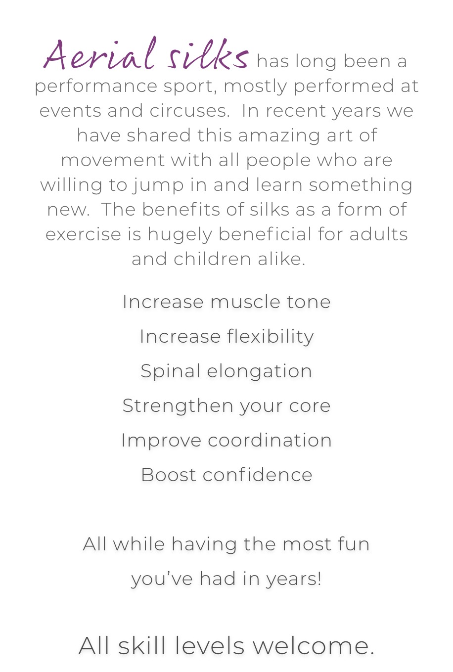 About Aerial Silks and benefits
